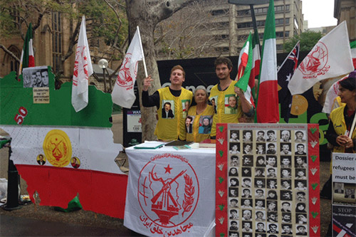 Supporters of the People's Mojahedin Organization of Iran (PMOI) rally in Sydney to condemn executions in Iran