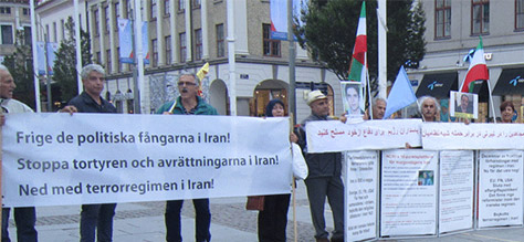 Supporters of the PMOI (MEK) in Sweden condemn execution of Iranian Kurdish political prisoner Behrouz Alkhani in Iran. August 26, 2015