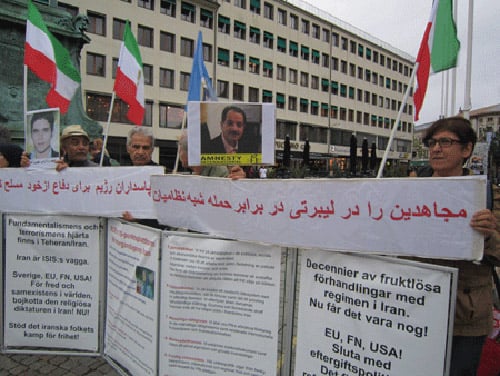 Supporters of the PMOI (MEK) in Sweden condemn execution of Iranian Kurdish political prisoner Behrouz Alkhani in Iran. August 26, 2015