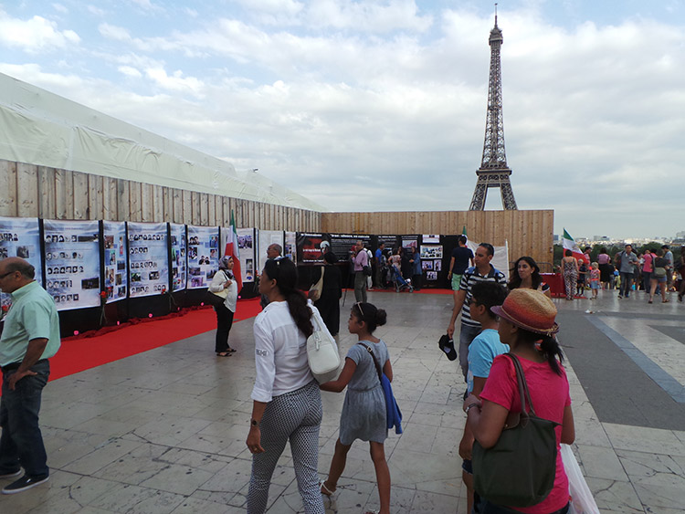 PARIS, August 7, 2015: Iran human rights exhibition in Trocadero Square (Place du Trocadéro)