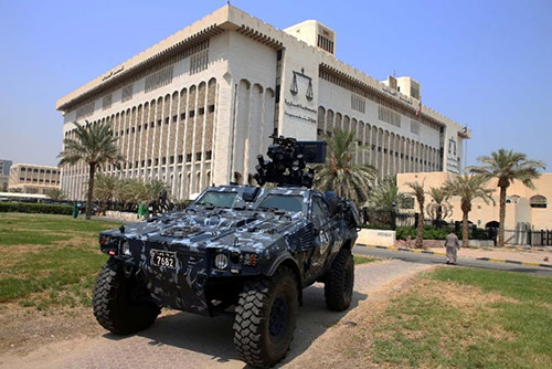 A Kuwaiti special forces vehicle pictured outside the constitutional court in Kuwait City