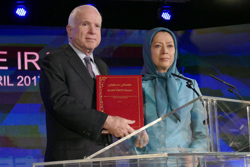 Iran Opposition President Maryam Rajavi Pays Tribute to Senator John Mccain