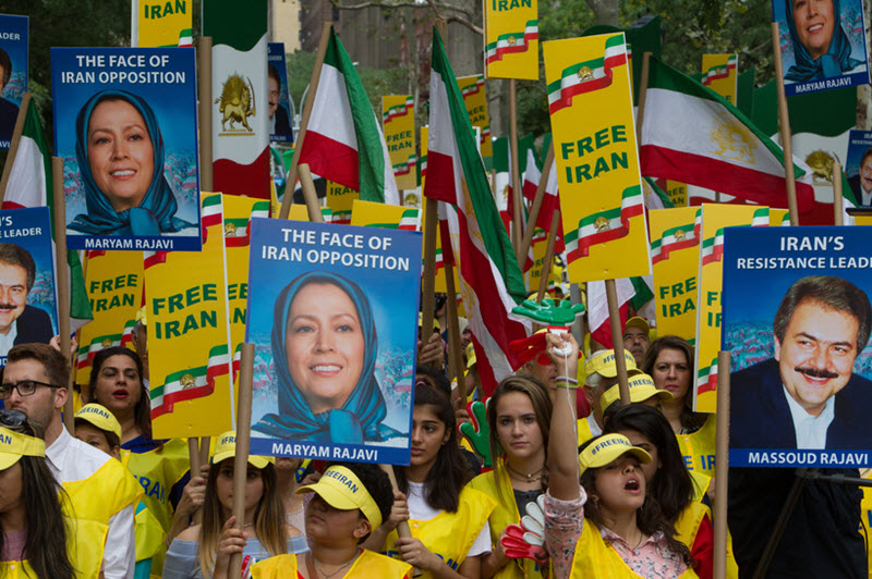 Protesters of the People's Mojahedin Organization of Iran (PMOI)