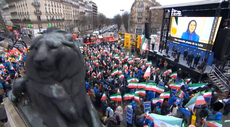 Live Report: Iranians Protest in Paris for a Free Iran - Feb 8