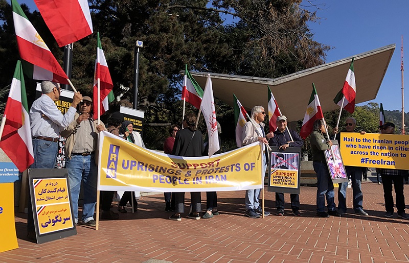 Iranian American MEK Supporters Rally in Support of Iran Protests in Berkley, California 