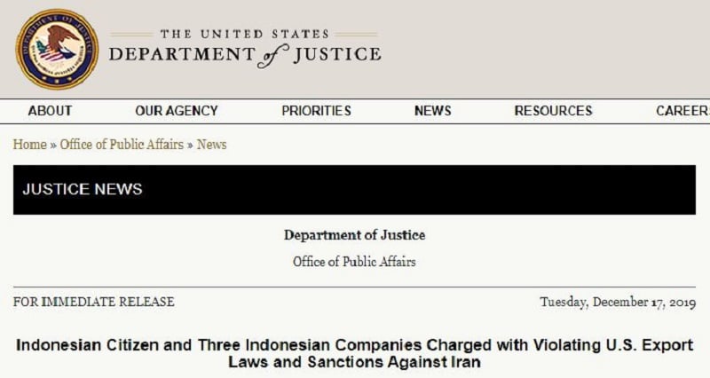 U.S. Charges Indonesian Companies for Evading Sanctions on Iran’s Regime 